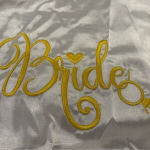 White Satin Bride Robe with Gold Embroidery